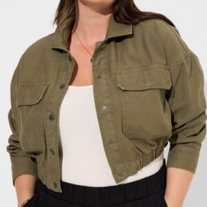 NWT TORRID Olive Green Cropped Twill Jacket 3(22-24)